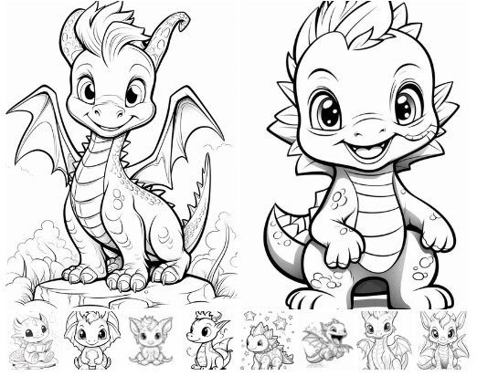 Детские раскраски «Дракон — символ 2024 года»