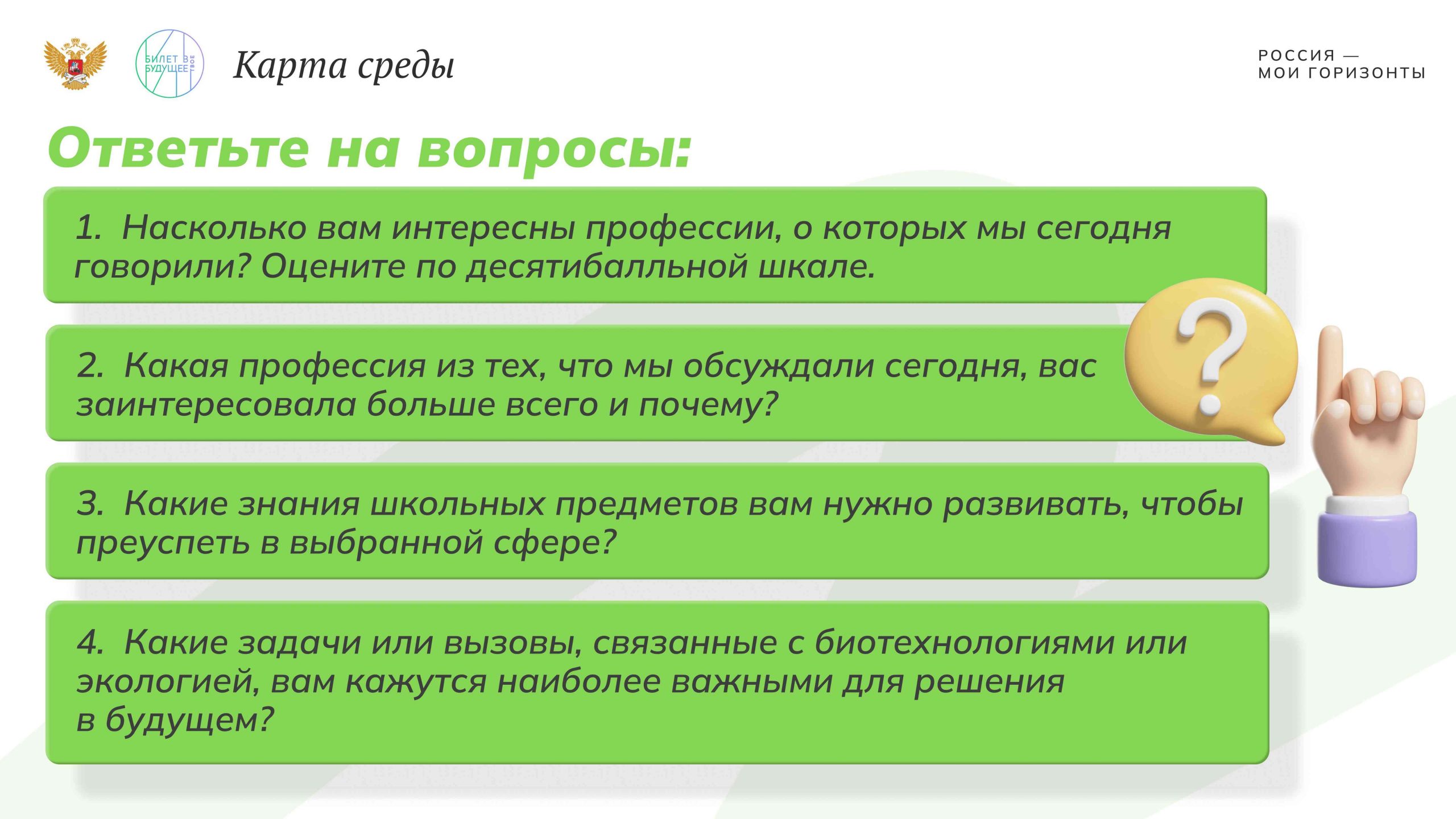 Карта среды «Россия здоровая: биотехнологии, экология»