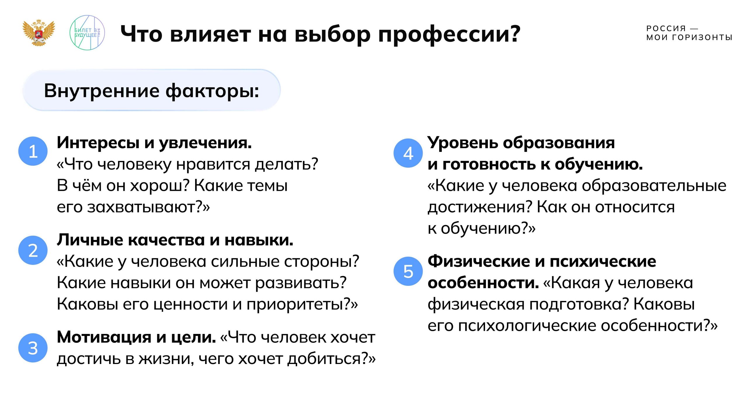 Факторы, влияющие на выбор профессии