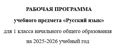 Рабочая программа по русскому языку 1 класс 2025-2026