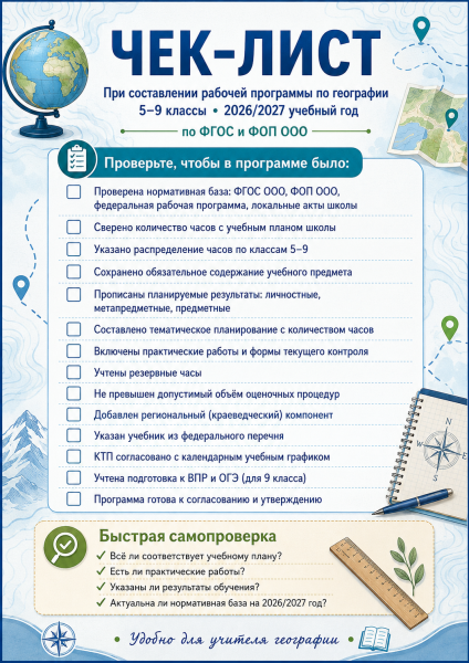Рабочая программа по географии 5-9 класс 2026-2027 учебный год новый ФГОС |